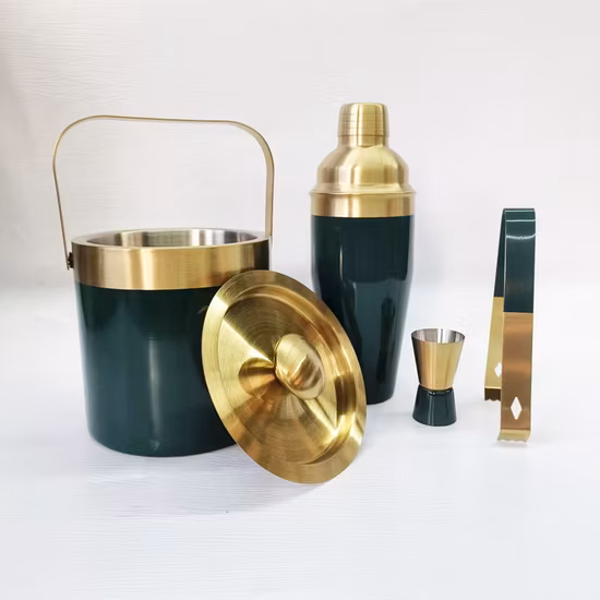 Kit de bartender de aço inoxidável conjunto de ferramentas de barra de cor verde Conjunto de coqueteleira